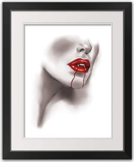 Vampire Lips Black Framed Print Wall Art